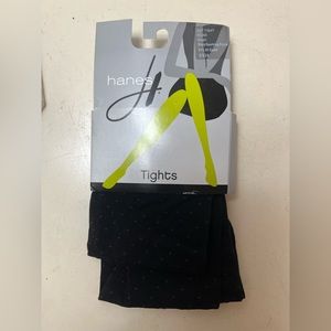 NEW Hanes Black Purple Dot Tights